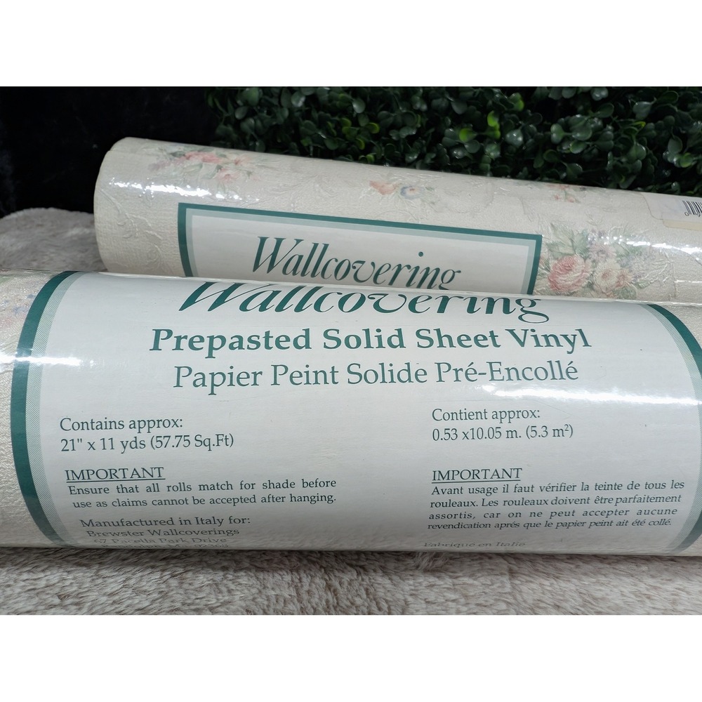 Brewster Wallcoverings Floral Embossed Vinyl Wallpaper 2 Rolls Made in Italy - Picture 3 of 10